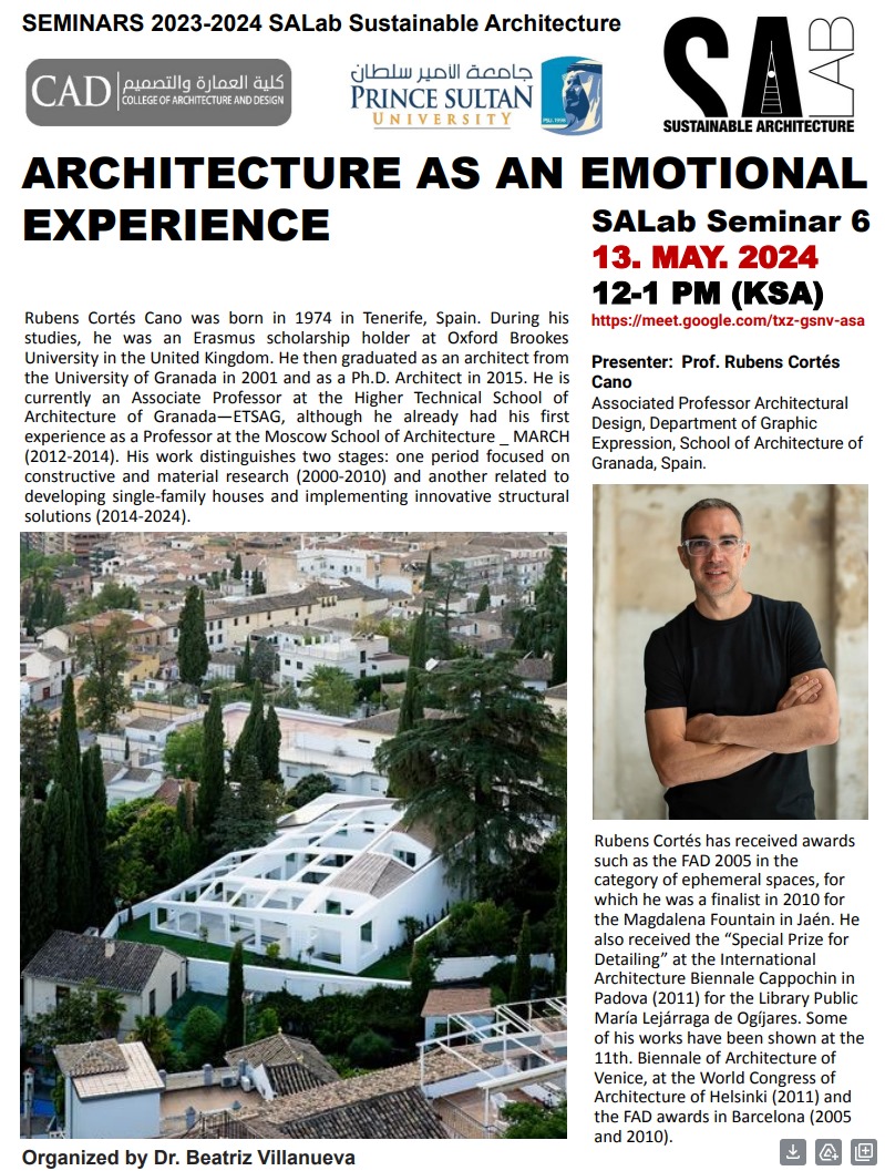 Architecture department Research 'SALAB' SEMINAR 06: ARCHITECTURE AS AN   EMOTIONAL EXPERIENCE