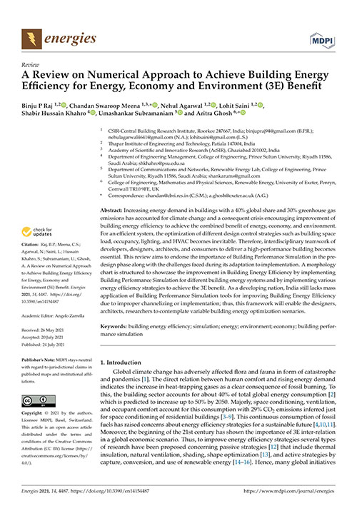 A Review on Numerical Approach to Achieve Building Energy Efficiency for Energy, Economy and Environment (3E) Benefit