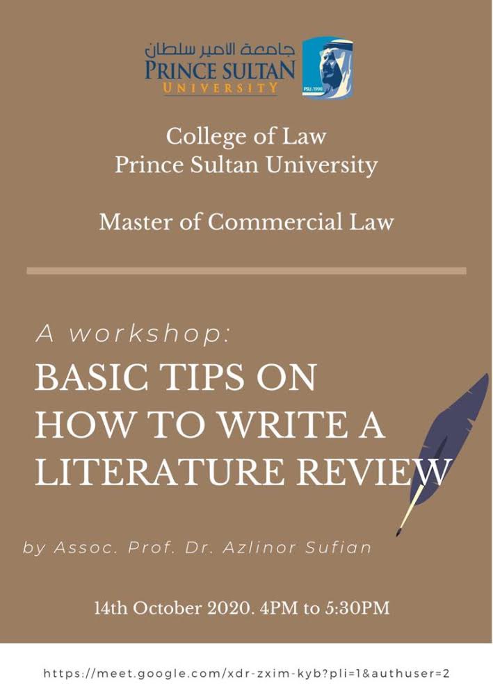 Workshop on : Basic Tips on how to write a literature review