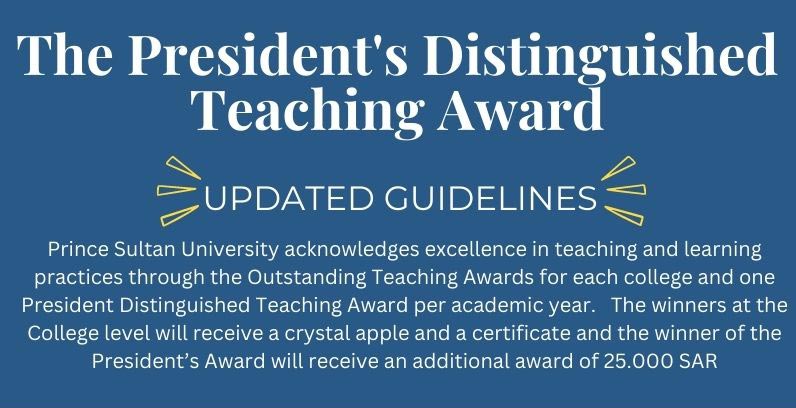 The President's Distinguished Teaching Award Updated Guidelines