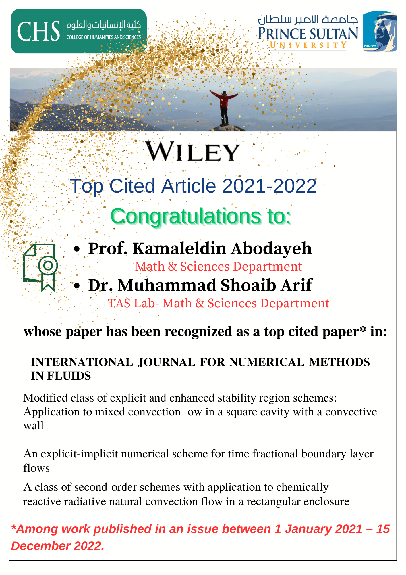 WILEY Top Cited Article 2021-2022/ Congratulatory Note