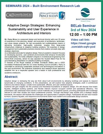 Third BELab Seminar: Enhancing Sustainability and User Experience through Adaptive Design Strategies