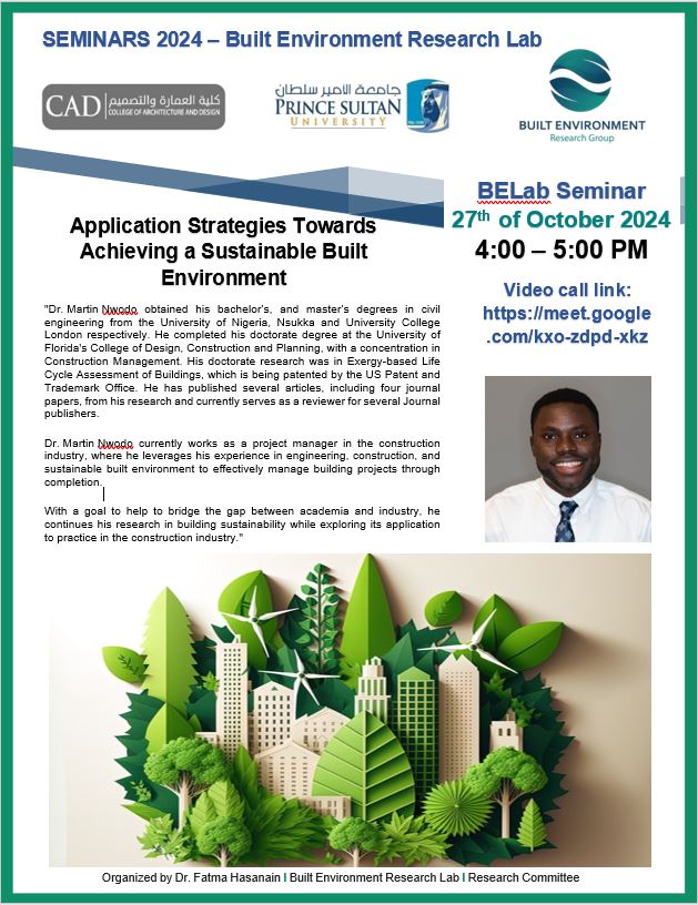 BELAbSeminar on "Application Strategies Towards Achieving a Sustainable Built Environment"